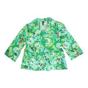 Ambition Women's Floral Print Jacket‎ Size Small Two Pockets Cotton